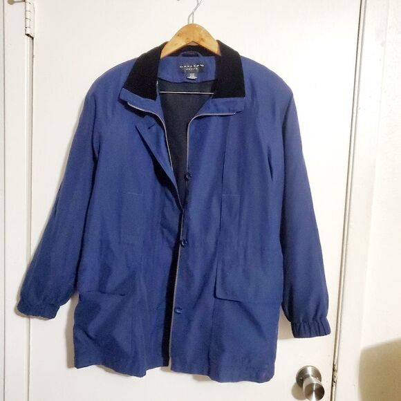 Gallery Petite Navy Blue Zip & Button Jacket Size Large Petite - Picture 6 of 14